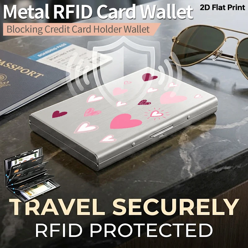 Металлический держатель для кредитных карт с защитой от RFID, тонкий, матовый, розовый, с узором в виде сердца, защитный чехол для карт с защитой от кражи, ультратонкий, из алюминия, с боковым открытием
Металлический держатель для кредитных карт с защитой от RFID, тонкий, матовый, розовый, с узором в виде сердца, защитный чехол для карт с защитой от кражи, ультратонкий, из алюминия, с боковым открытием