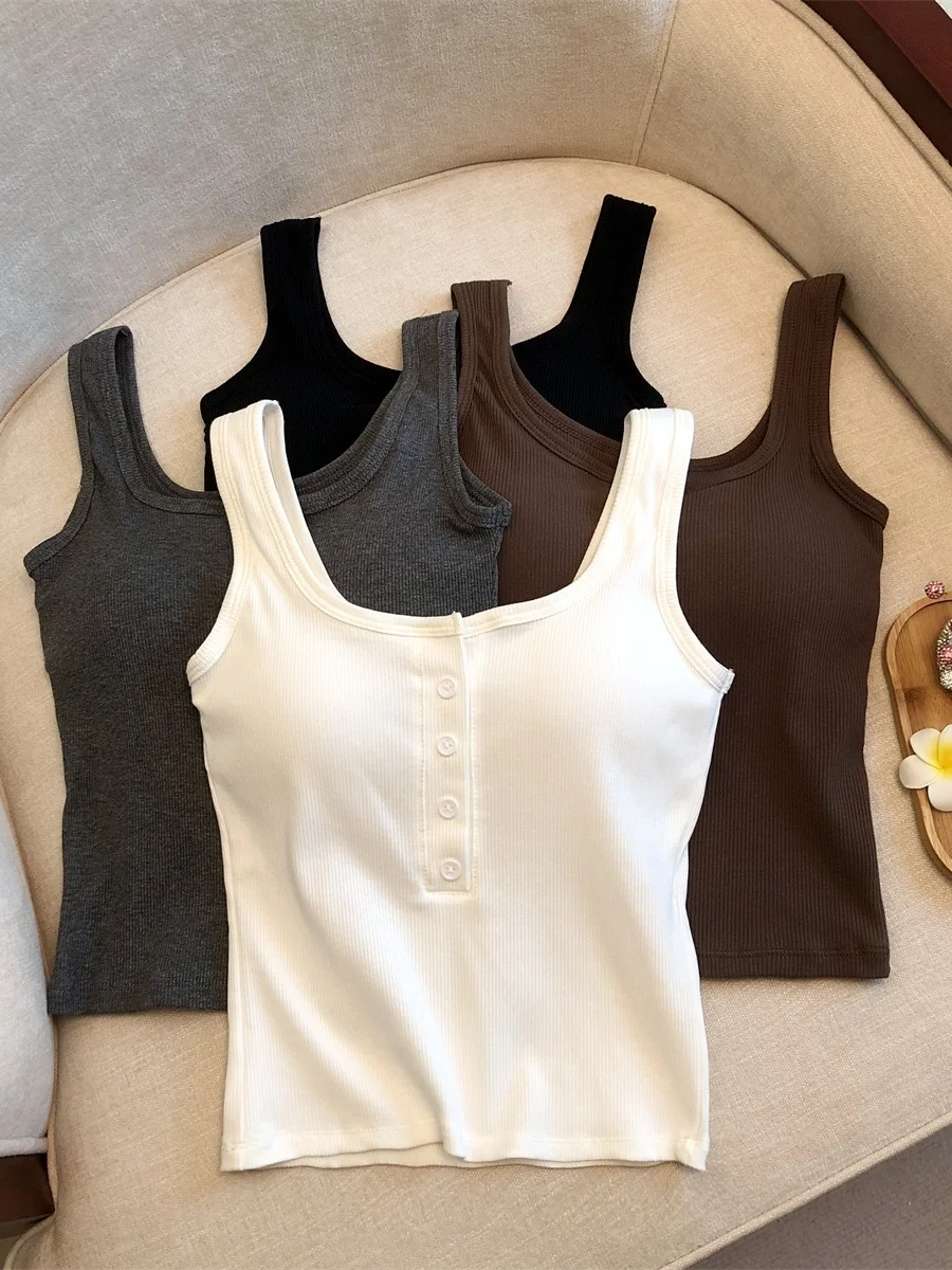 Wide Strap Base Model Small Top Women's Fashion Inner Wear Sweet Style No Sleeve Short Length with Chest Pad Summer Season
Wide Strap Base Model Small Top Women's Fashion Inner Wear Sweet Style No Sleeve Short Length with Chest Pad Summer Season
