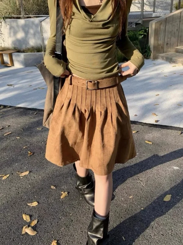 plus Size Brown Suede A-Line Skirt Slimming Design Autumn Winter New Style Commute Korean Version High Waist Skirt
plus Size Brown Suede A-Line Skirt Slimming Design Autumn Winter New Style Commute Korean Version High Waist Skirt
