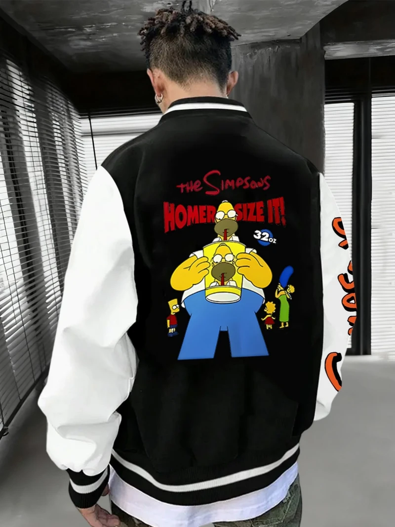 The Simpsons Men's Baseball Jackets for Autumn and Winter Are Printed with The Words "Homer Size It!" Retro Baseball Jacket
The Simpsons Men's Baseball Jackets for Autumn and Winter Are Printed with The Words "Homer Size It!" Retro Baseball Jacket