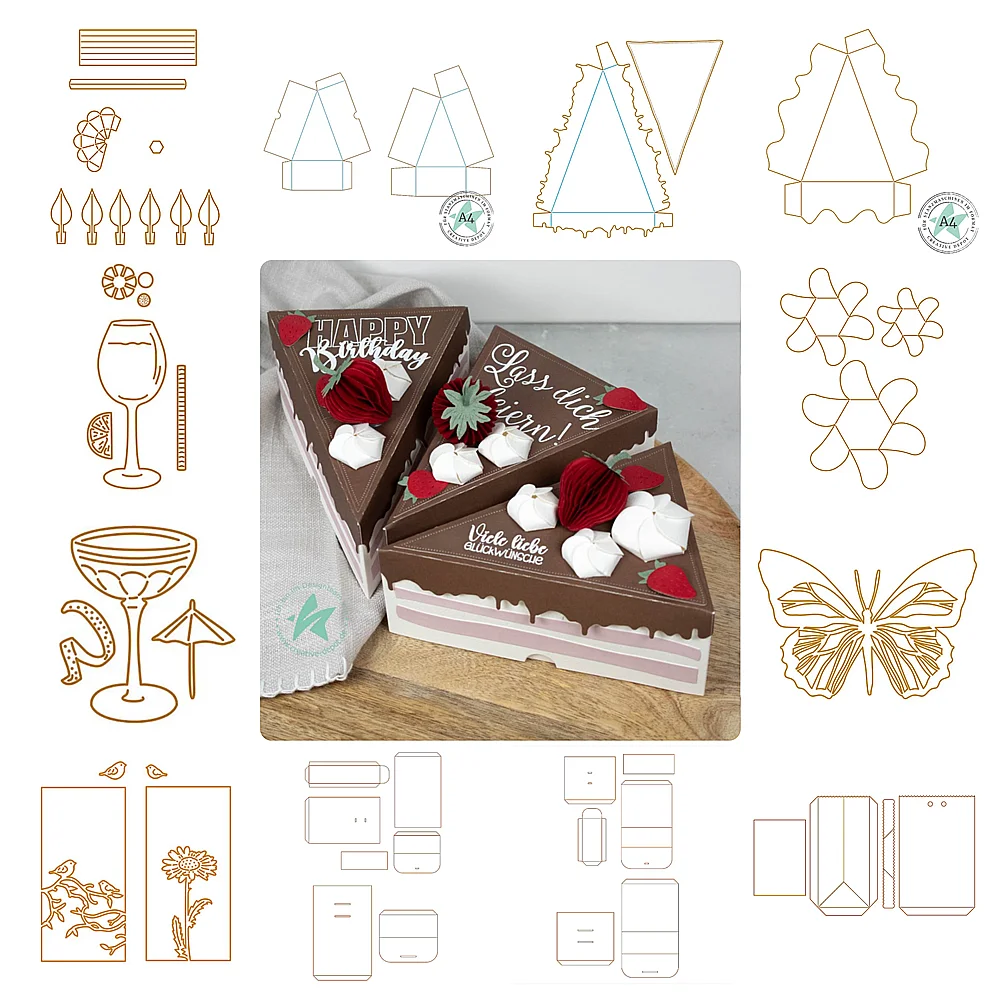 Cutting Dies Triangular Cake Box Bänderliebe Wavy Edges Schmetterling Soda Flower for New 2026 Scrapbooking Card Craft Gift
Cutting Dies Triangular Cake Box Bänderliebe Wavy Edges Schmetterling Soda Flower for New 2026 Scrapbooking Card Craft Gift