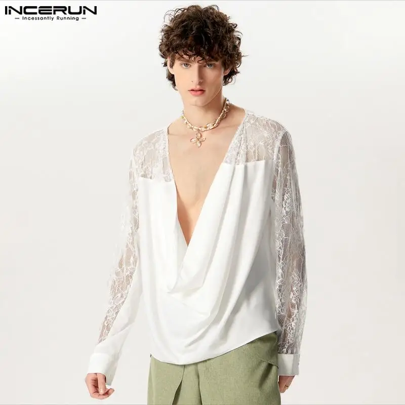 Men's Shirt Lace Patchwork V Neck Long Sleeve Transparent Streetwear Men Clothing Loose Sexy 2024 Fashion Casual Shirts INCERUN
Men's Shirt Lace Patchwork V Neck Long Sleeve Transparent Streetwear Men Clothing Loose Sexy 2024 Fashion Casual Shirts INCERUN