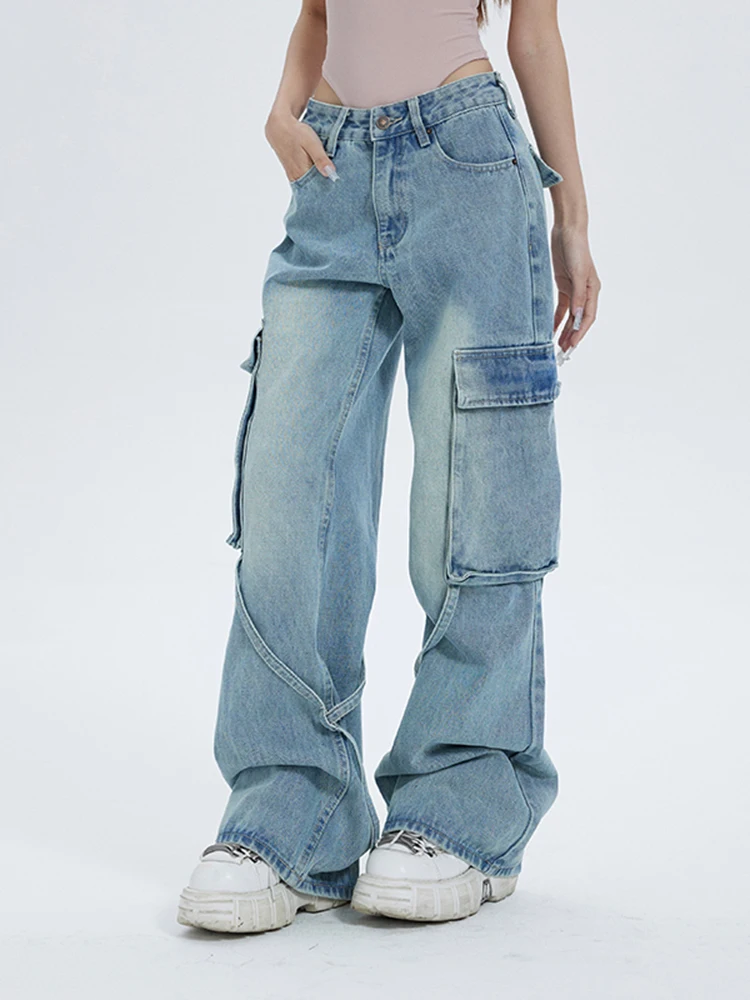 Washed Multi-pocket Wide-leg Jeans Women American Retro Fashion Street Overalls Harajuku Y2k Casual Floor-length Pants
Washed Multi-pocket Wide-leg Jeans Women American Retro Fashion Street Overalls Harajuku Y2k Casual Floor-length Pants