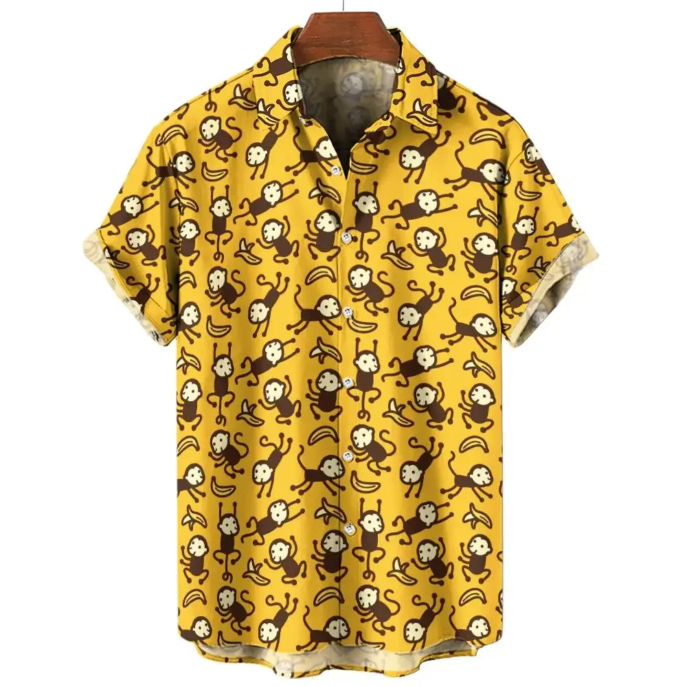 Casual Men's Shirt with Anime Monkey Pattern. Men's Refreshing Short-sleeved Top Retro Streetwear Hawaii Summer Beach Vacation
Casual Men's Shirt with Anime Monkey Pattern. Men's Refreshing Short-sleeved Top Retro Streetwear Hawaii Summer Beach Vacation