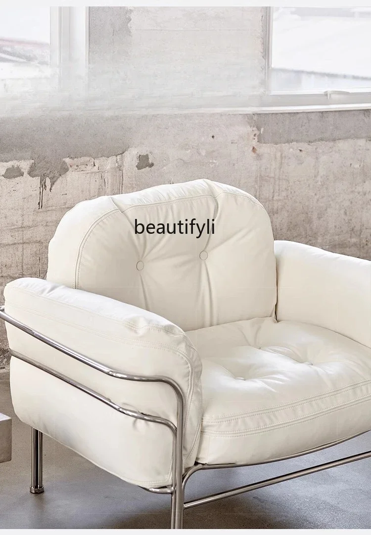 Modern Minimalist Mid-Ancient Designer Couch Light Luxury Genuine Leather Stainless Steel Minimalist Single Leisure Chair
Modern Minimalist Mid-Ancient Designer Couch Light Luxury Genuine Leather Stainless Steel Minimalist Single Leisure Chair