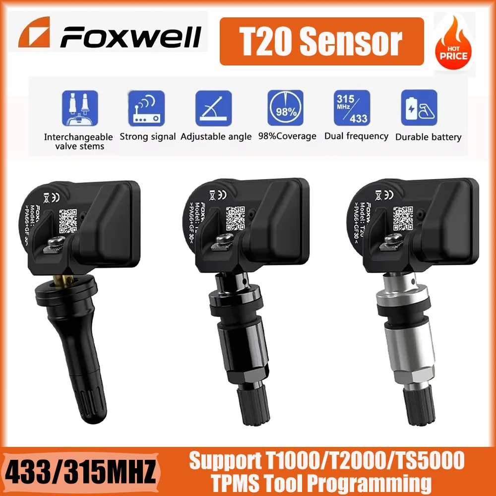 TPMS Tire Pressure Sensor FOXWELL T20 433/315MHZ 2 in 1 Universal Activate Programming Tire Pressure Monitor system Repair Tool