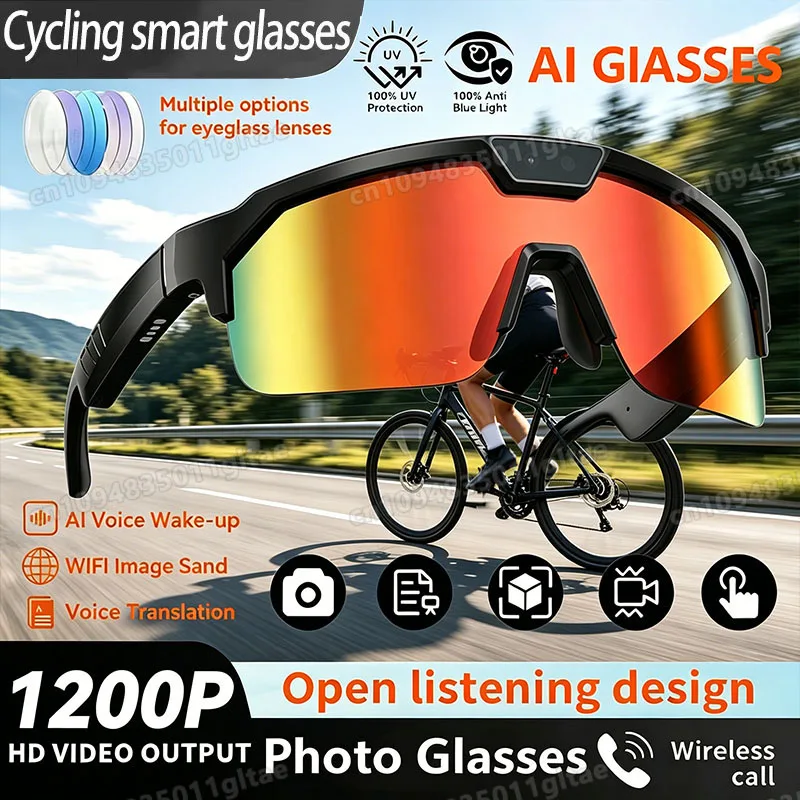 Smart Glasses bluetooth camera Recording Videos AI Photo Recognition Answer Call Waterproof Music Play Men Women Cycling Glasses
Smart Glasses bluetooth camera Recording Videos AI Photo Recognition Answer Call Waterproof Music Play Men Women Cycling Glasses