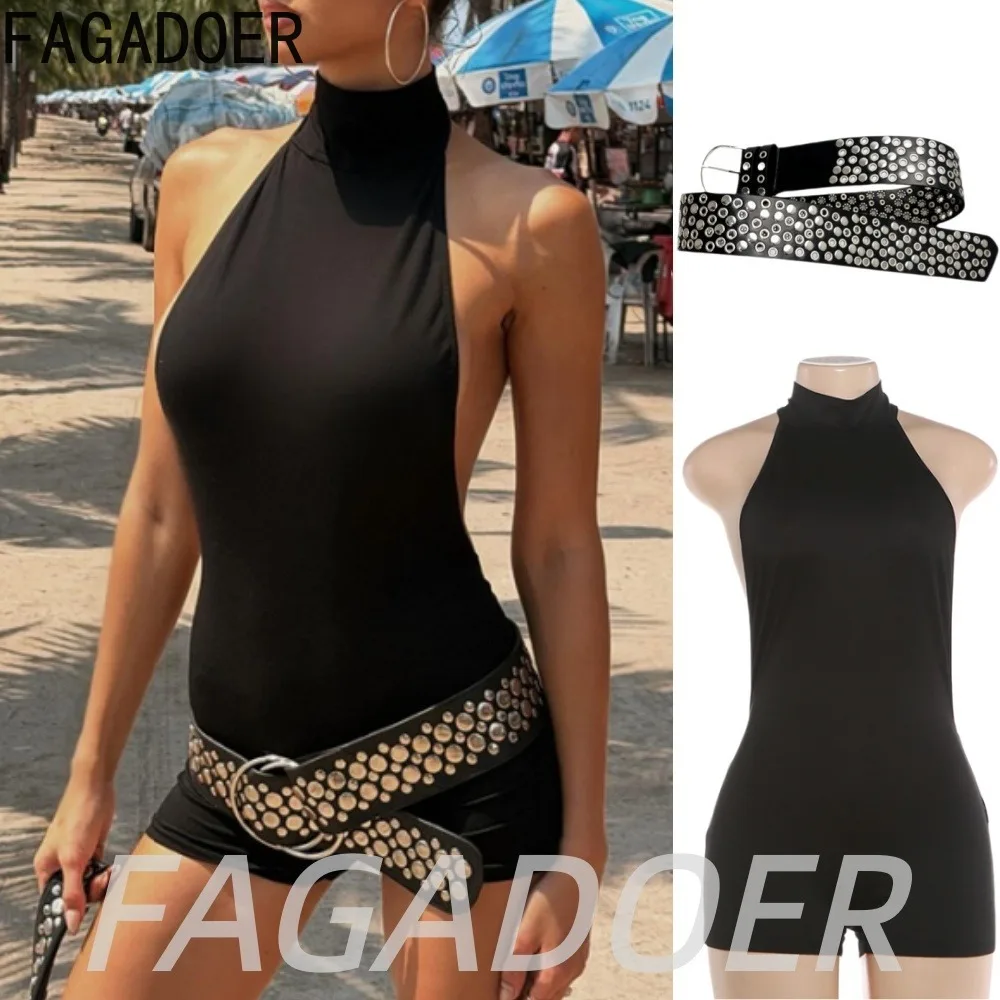 FAGADOER Sexy Black Bodycon Rompers Y2K Fashion Versatile Halter Backless Jumpsuits Summer Streetwear Club Playsuits Beachwear
FAGADOER Sexy Black Bodycon Rompers Y2K Fashion Versatile Halter Backless Jumpsuits Summer Streetwear Club Playsuits Beachwear