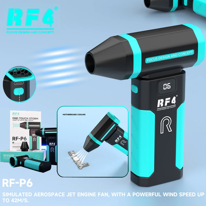 Портативный бесщеточный фен-воздуходувка RF4 P6 для ремонта материнских плат мобильных телефонов, мощный инструмент для удаления пыли
Портативный бесщеточный фен-воздуходувка RF4 P6 для ремонта материнских плат мобильных телефонов, мощный инструмент для удаления пыли