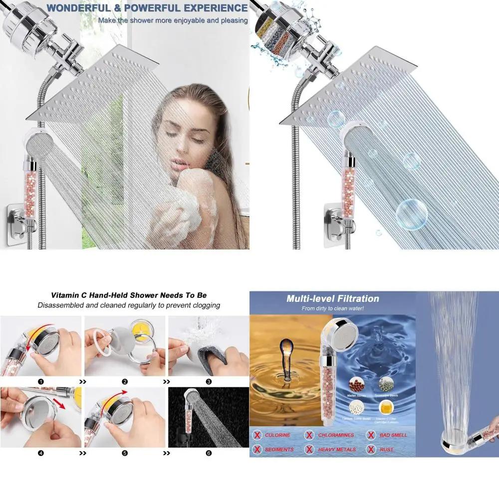 8 High-Purity Rain Shower Filter Combo for Hard Water, Removes Chlorine, Fluoride, and Harmful Substances - Square Chrome Finish
8 High-Purity Rain Shower Filter Combo for Hard Water, Removes Chlorine, Fluoride, and Harmful Substances - Square Chrome Finish