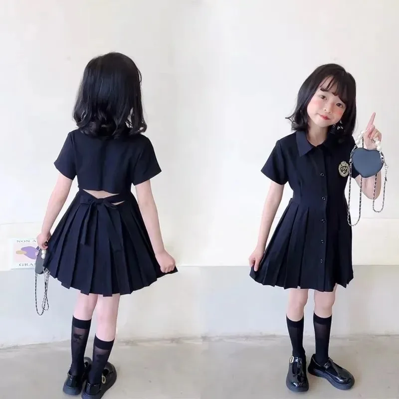 Summer Dress for Teenage Girls 2025 Fashion Turn-Down Collar Backless Pleated Dresses Kids Preppy Style Clothes Vestidos 4-12Yrs
Summer Dress for Teenage Girls 2025 Fashion Turn-Down Collar Backless Pleated Dresses Kids Preppy Style Clothes Vestidos 4-12Yrs