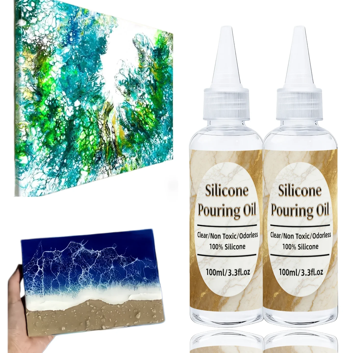 Silicone Pouring Oil for Acrylic Pouring - 100% Silicone Cell Activator - Create Stunning Lacing and Cells in Fluid Art
Silicone Pouring Oil for Acrylic Pouring - 100% Silicone Cell Activator - Create Stunning Lacing and Cells in Fluid Art