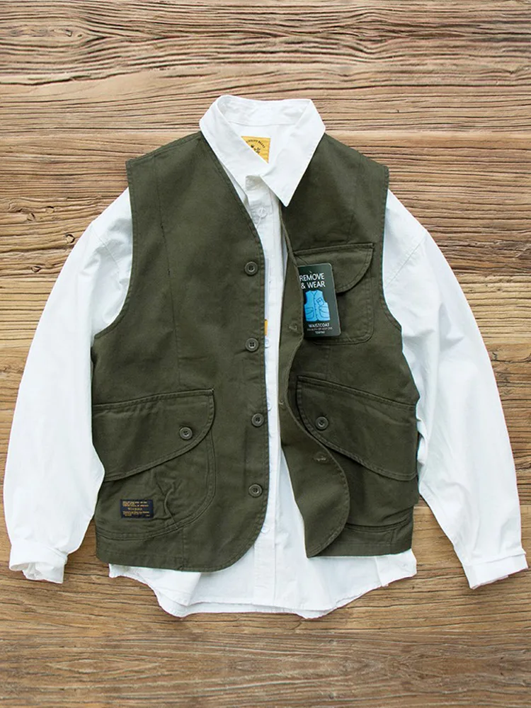 2025 Spring New Japanese Retro Solid Color Cargo Vest Men's Simple 100% Cotton Washed Sleeveless V-neck Multi-pocket Casual Coat
2025 Spring New Japanese Retro Solid Color Cargo Vest Men's Simple 100% Cotton Washed Sleeveless V-neck Multi-pocket Casual Coat