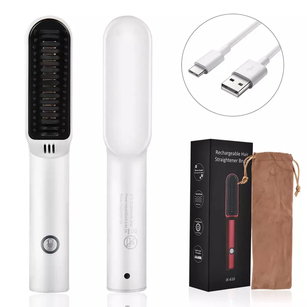 Hot Comb Wireless Hair Straightener Brush Mini Flat Irons Fast Heating 2 in 1 Straight and Curler for Women Man Styling Tools
Hot Comb Wireless Hair Straightener Brush Mini Flat Irons Fast Heating 2 in 1 Straight and Curler for Women Man Styling Tools