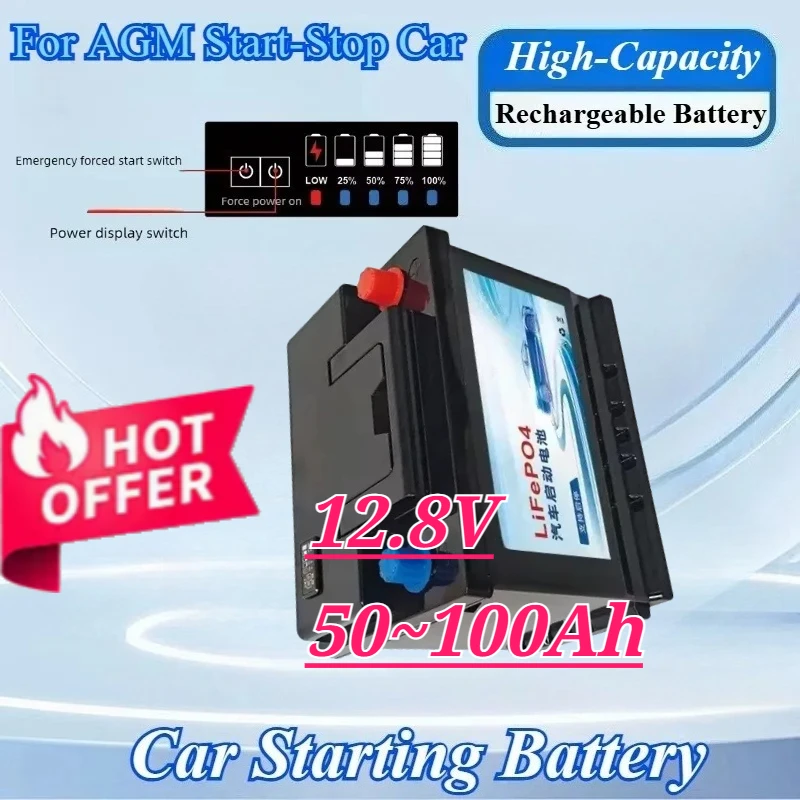 New 12.8V 50~100Ah Maintenance-Free Replacement Lead-Acid To LiFePO4 Starter Power Supply for AGM Start-Stop Car Battery
New 12.8V 50~100Ah Maintenance-Free Replacement Lead-Acid To LiFePO4 Starter Power Supply for AGM Start-Stop Car Battery