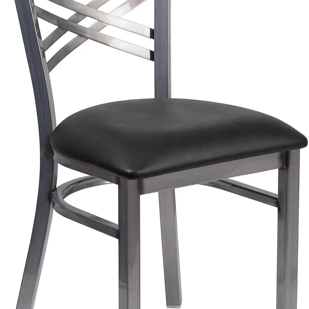 Стул для ресторана Hercules Series с черным виниловым сиденьем и металлической спинкой "X" с прозрачной отделкой
Стул для ресторана Hercules Series с черным виниловым сиденьем и металлической спинкой "X" с прозрачной отделкой