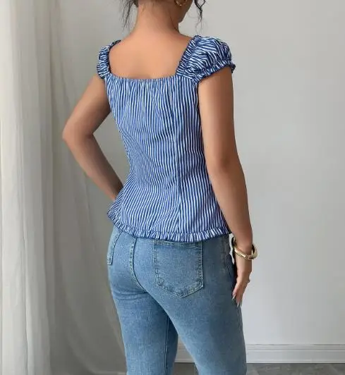 Women's Spring/summer 2025 Dress Women's Fashion Latest Hot Selling Elegant Temperament Button Striped Short Sleeved Shirt Top
Women's Spring/summer 2025 Dress Women's Fashion Latest Hot Selling Elegant Temperament Button Striped Short Sleeved Shirt Top