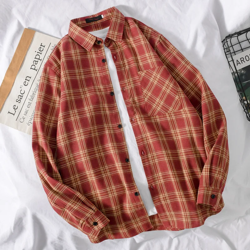 Vintage Plaid Shirt Spring and Autumn Long Sleeve Loose Shirt Korean and Japanese Fashion Casual Autumn Outerwear
Vintage Plaid Shirt Spring and Autumn Long Sleeve Loose Shirt Korean and Japanese Fashion Casual Autumn Outerwear