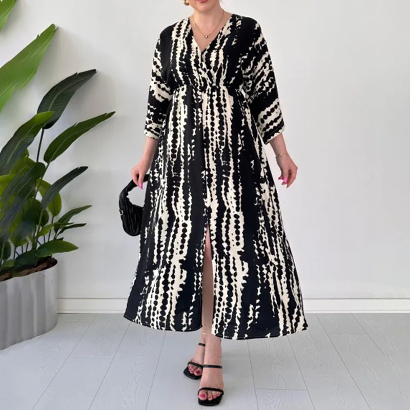 2025 Summer Print V Neck Vacation Dress Comfortable Loose Women Long Dress High Waist Casual Style Ladies Dress New A-line Skirt
2025 Summer Print V Neck Vacation Dress Comfortable Loose Women Long Dress High Waist Casual Style Ladies Dress New A-line Skirt