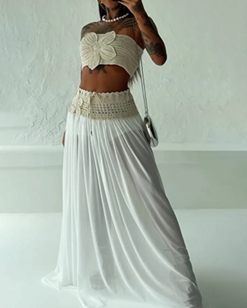 2-piece knitted belt and transparent mesh patch sexy see through skirt set for women's summer beach sexy long skirt set
2-piece knitted belt and transparent mesh patch sexy see through skirt set for women's summer beach sexy long skirt set