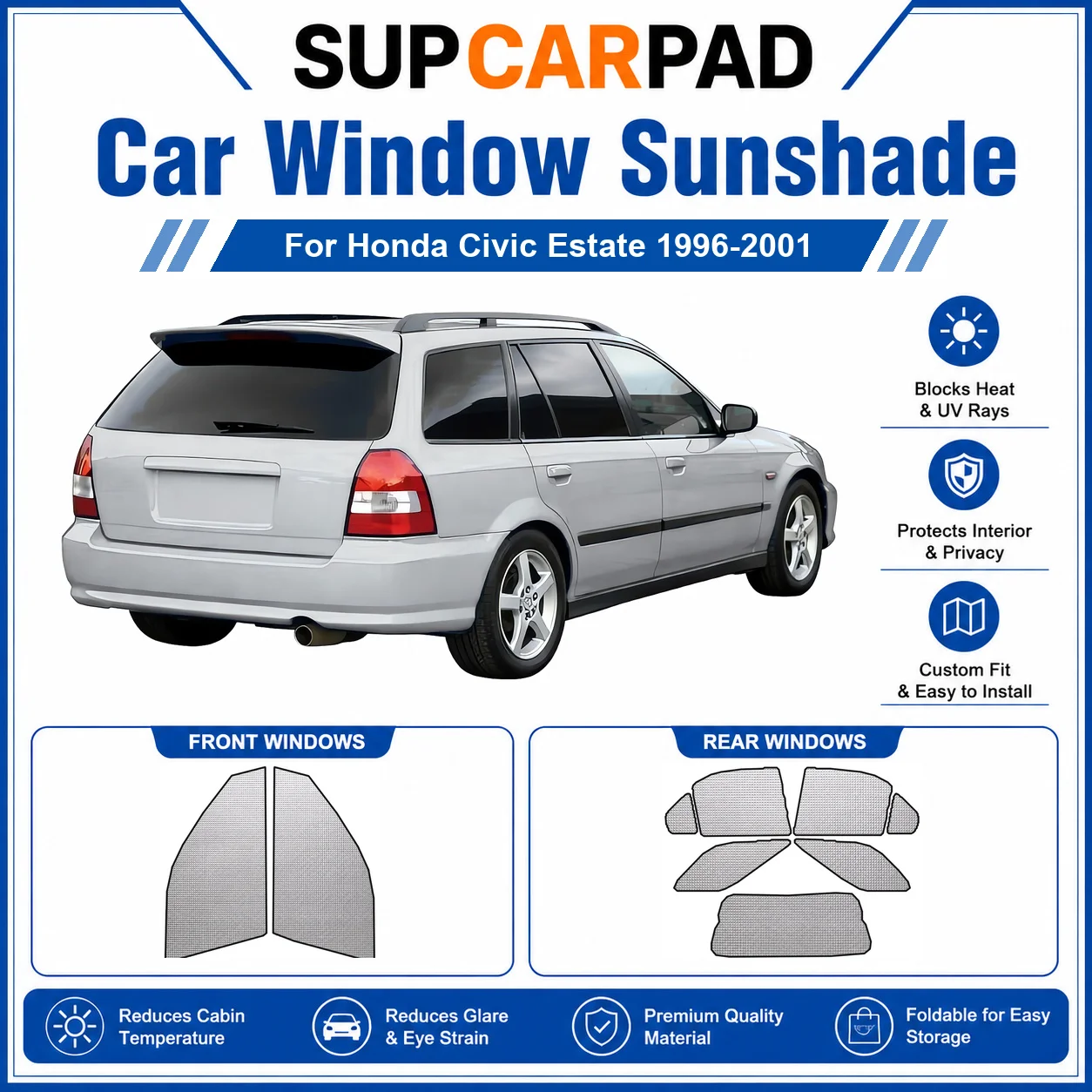 For Honda - Honda Civic Estate 1996-2001 Full Set Car Window Sunshades UV Block Privacy Heat Insulated Foldable Car Curtain
For Honda - Honda Civic Estate 1996-2001 Full Set Car Window Sunshades UV Block Privacy Heat Insulated Foldable Car Curtain