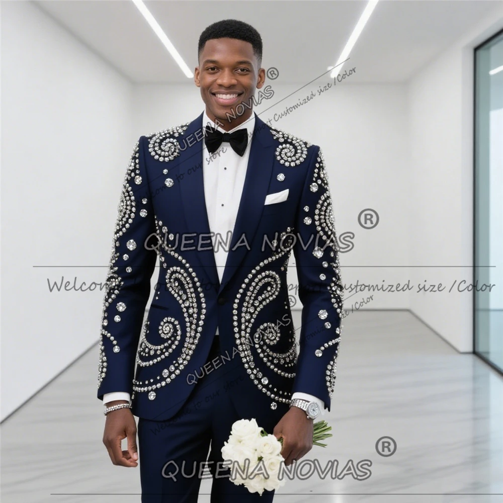 Brilliant Beaded Crystals Groom Wedding Suit Attire Men 2 Pieces Single Breasted Jacket Pants Customized Prom Blazer Ropa Hombre
Brilliant Beaded Crystals Groom Wedding Suit Attire Men 2 Pieces Single Breasted Jacket Pants Customized Prom Blazer Ropa Hombre
