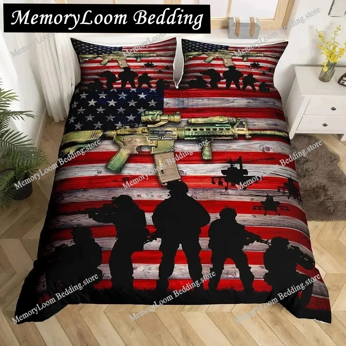 Soldier Duvet Cover Set Army Rifle Machine Gun Bedding Set for Boys Under Mission Army Bedclothes Polyester Quilt Cover
Soldier Duvet Cover Set Army Rifle Machine Gun Bedding Set for Boys Under Mission Army Bedclothes Polyester Quilt Cover