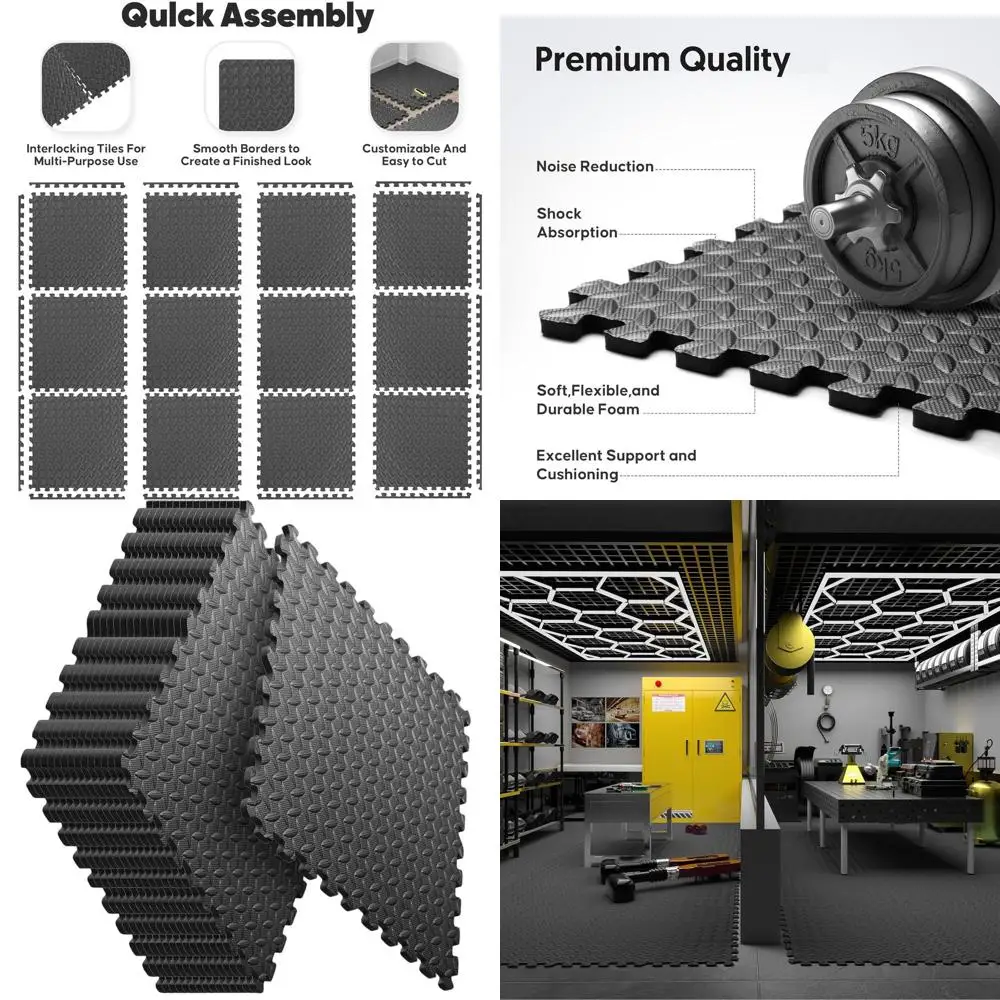 Коврик для домашнего спортзала, коврик-пазл для упражнений, напольные плитки из пены EVA с замковым соединением для домашнего тренажерного оборудования и игровых зон для детей - черный, 24
Коврик для домашнего спортзала, коврик-пазл для упражнений, напольные плитки из пены EVA с замковым соединением для домашнего тренажерного оборудования и игровых зон для детей - черный, 24