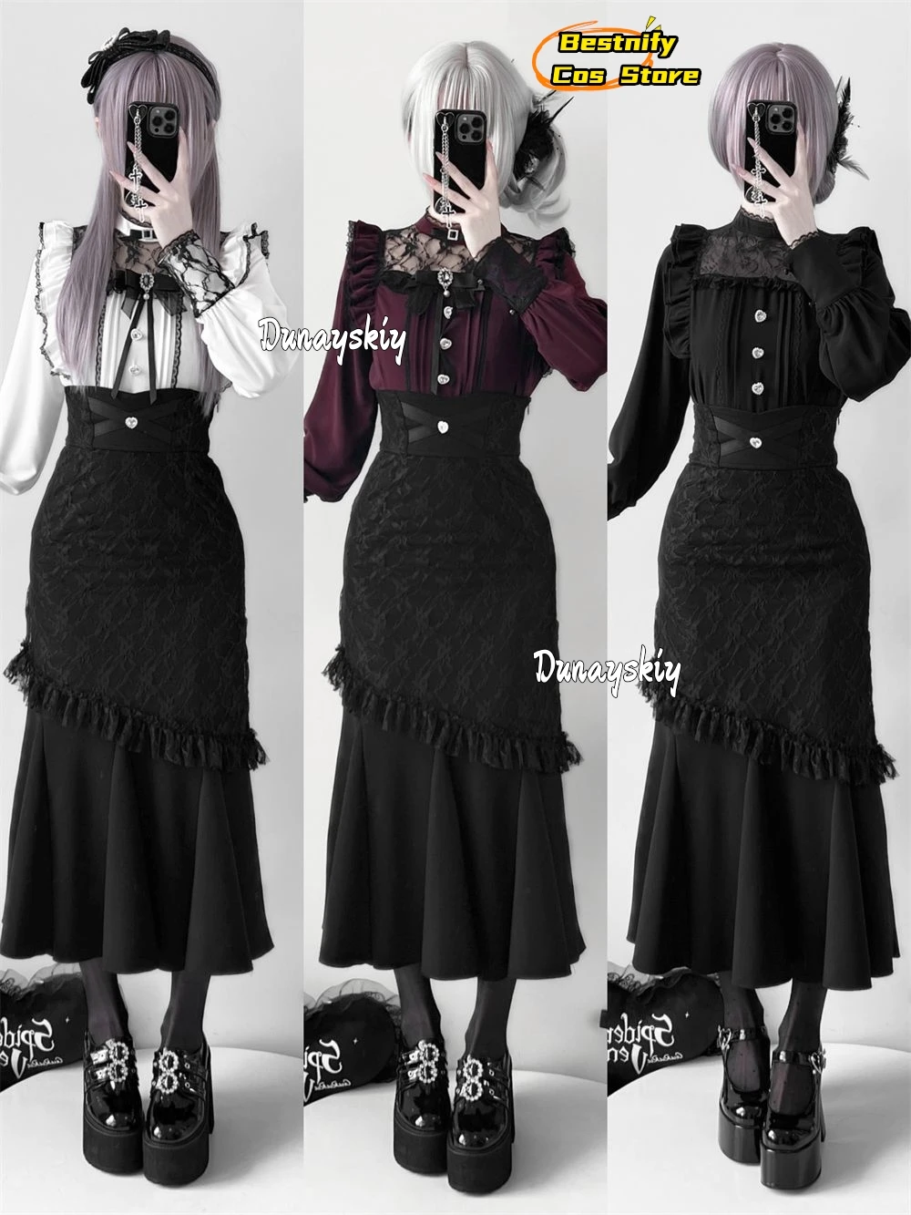 Gothic Lolita Long Skirt Cospaly Costumes Y2k Jirai kei Outfit Women's Dress Vintage Victoria Lace Patchwork Dress RolePlay Suit
Gothic Lolita Long Skirt Cospaly Costumes Y2k Jirai kei Outfit Women's Dress Vintage Victoria Lace Patchwork Dress RolePlay Suit