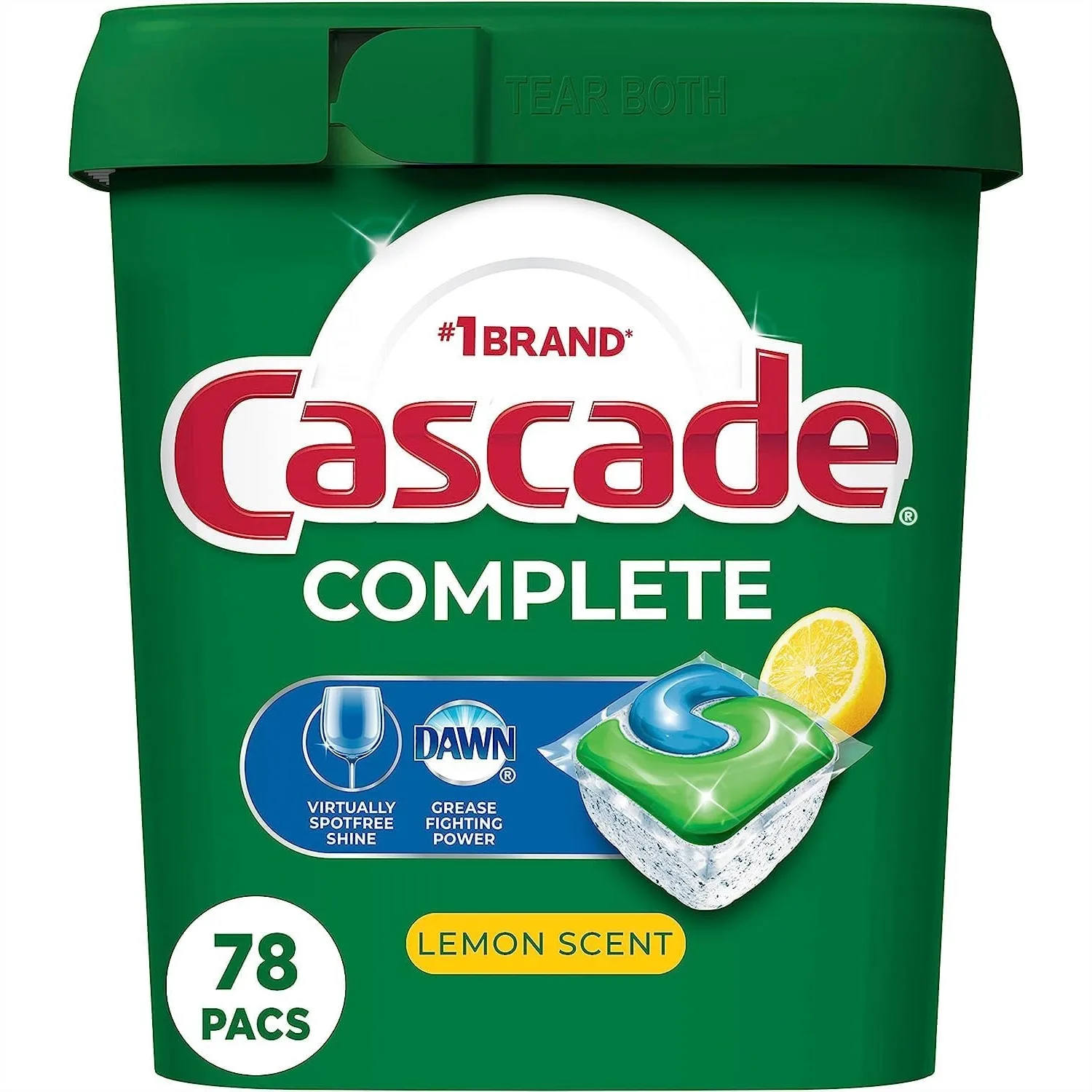 Cascade Complete Dishwasher Pods Lemon ActionPacs 78 Count for Sparkling Dishes
Cascade Complete Dishwasher Pods Lemon ActionPacs 78 Count for Sparkling Dishes