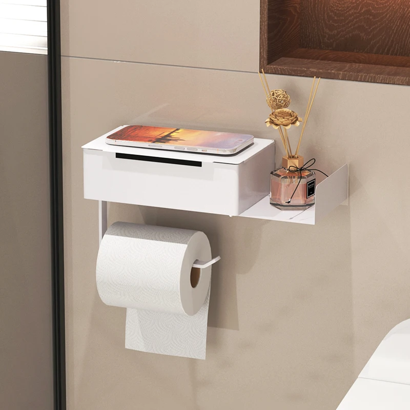 Toilet paper holder, wet wipe box, non drilling bathroom toilet paper roll holder, wall mounted phone holder, bathroom accessori
Toilet paper holder, wet wipe box, non drilling bathroom toilet paper roll holder, wall mounted phone holder, bathroom accessori