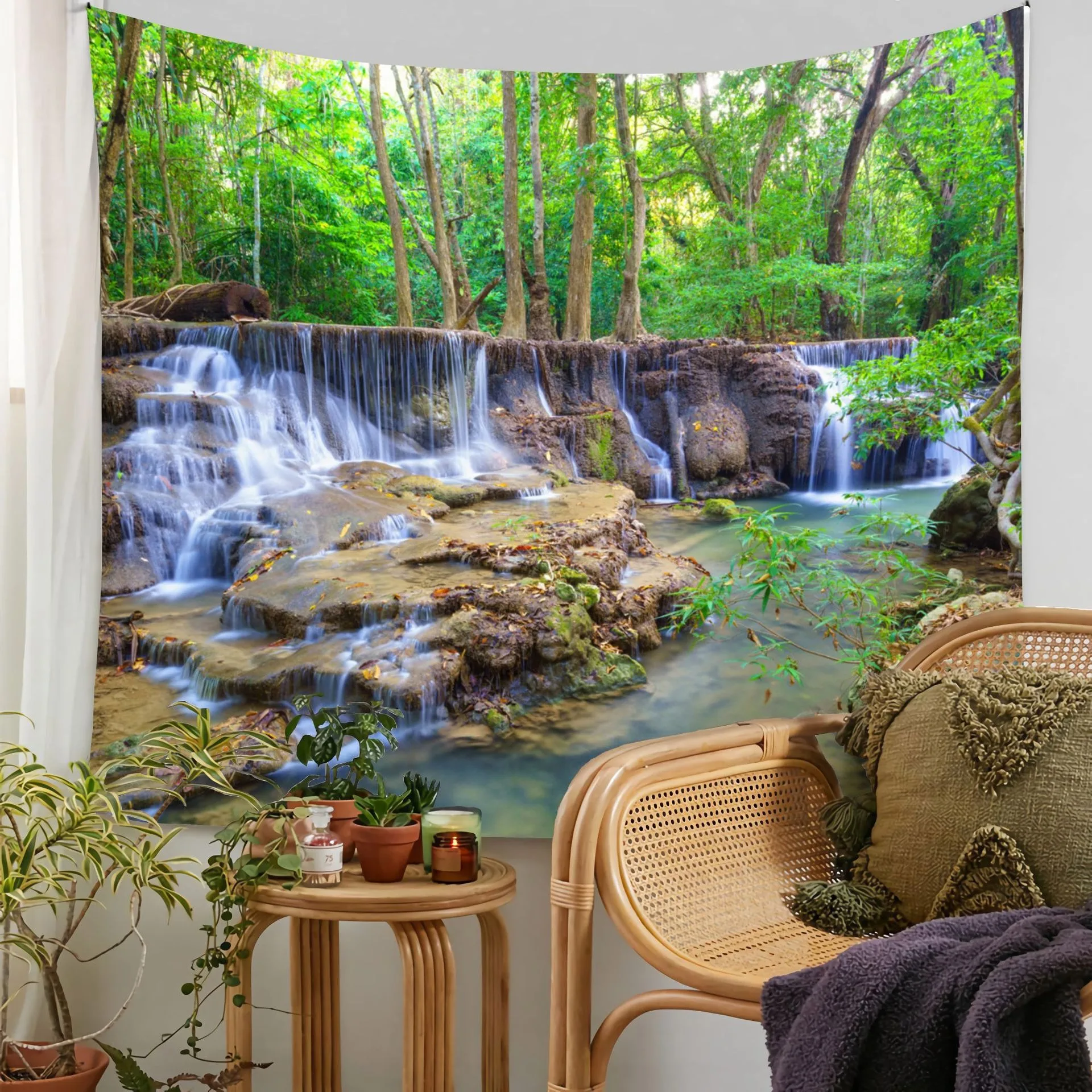 Wall Tapestriy Forest Waterfall Plant Landscape Living Room Background Cloth Family Terrace Hanging Art Wall Decoration
Wall Tapestriy Forest Waterfall Plant Landscape Living Room Background Cloth Family Terrace Hanging Art Wall Decoration