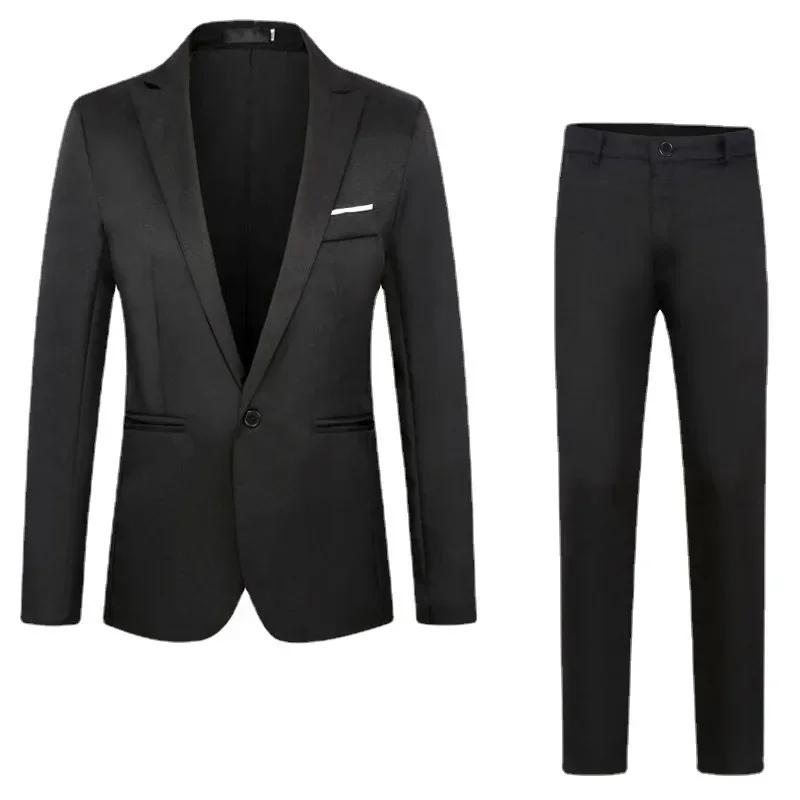 Spring Autumn New Fashion Men's Casual Trendy Slim 2 Pieces of Sets Suit Sets Solid Color Single-button Suit Blazers Pants Male
Spring Autumn New Fashion Men's Casual Trendy Slim 2 Pieces of Sets Suit Sets Solid Color Single-button Suit Blazers Pants Male