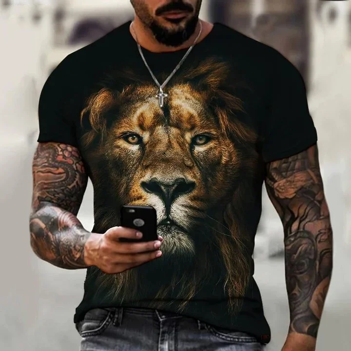 2023 Summer Men's Printed Casual Crew Neck Short Sleeve T-Shirt King Lion 3D Printed T Shirt
2023 Summer Men's Printed Casual Crew Neck Short Sleeve T-Shirt King Lion 3D Printed T Shirt