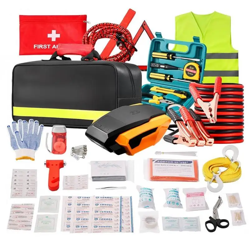 Vehicle Safety Toolbox 32-Piece For Roadside Assistance Travel Home, Jumper Cables Emergency Gear Medical Supplies Compact Storage Case
Vehicle Safety Toolbox 32-Piece For Roadside Assistance Travel Home, Jumper Cables Emergency Gear Medical Supplies Compact Storage Case