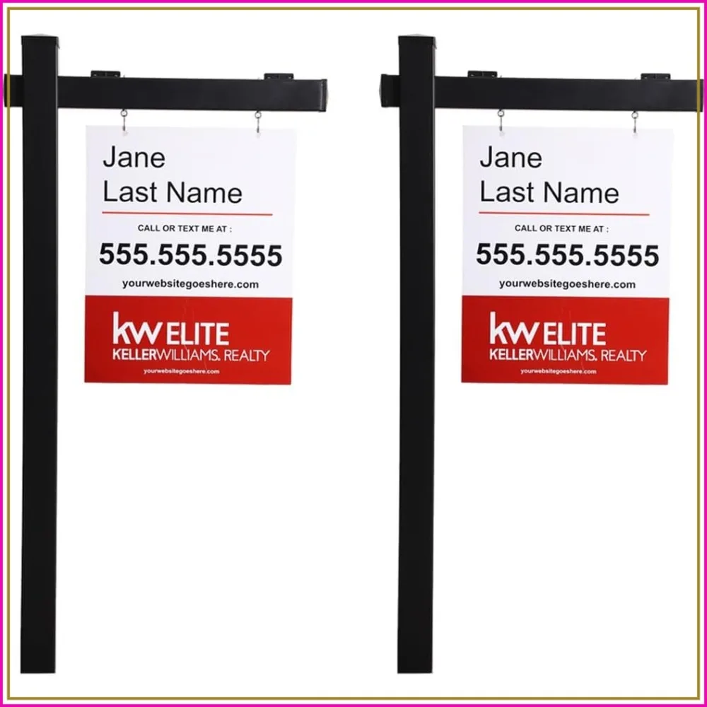 2-Pack 6ft Black Vinyl Real Estate Sign Post with 36" Arm, Heavy Duty Steel Stake, Easy Setup for Yard Signs
2-Pack 6ft Black Vinyl Real Estate Sign Post with 36" Arm, Heavy Duty Steel Stake, Easy Setup for Yard Signs