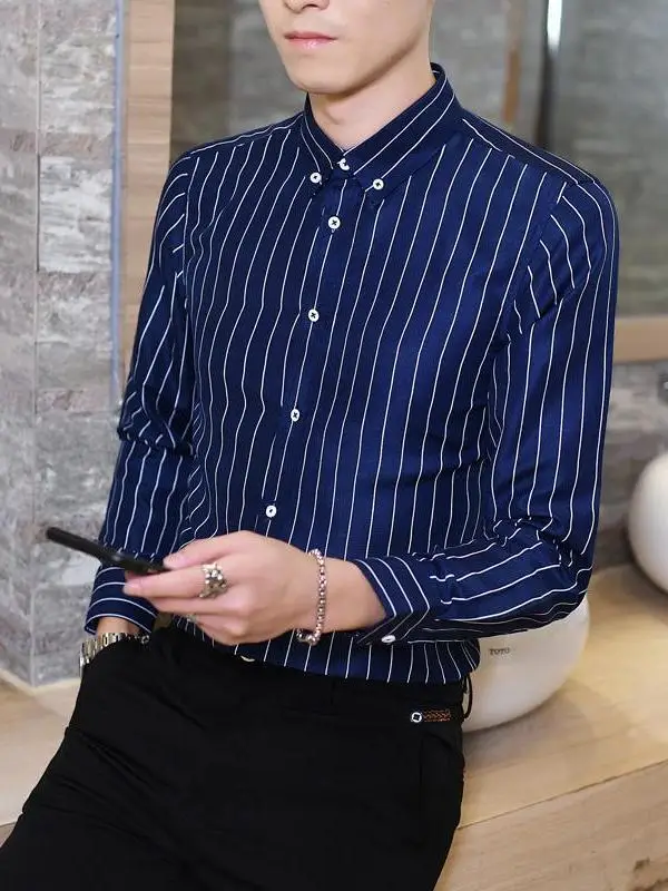 Slim Fit Men's Long Sleeve Shirt Thin Summer New Youth Striped PU Leather CleanFit Deformable Four Seasons Universal
Slim Fit Men's Long Sleeve Shirt Thin Summer New Youth Striped PU Leather CleanFit Deformable Four Seasons Universal