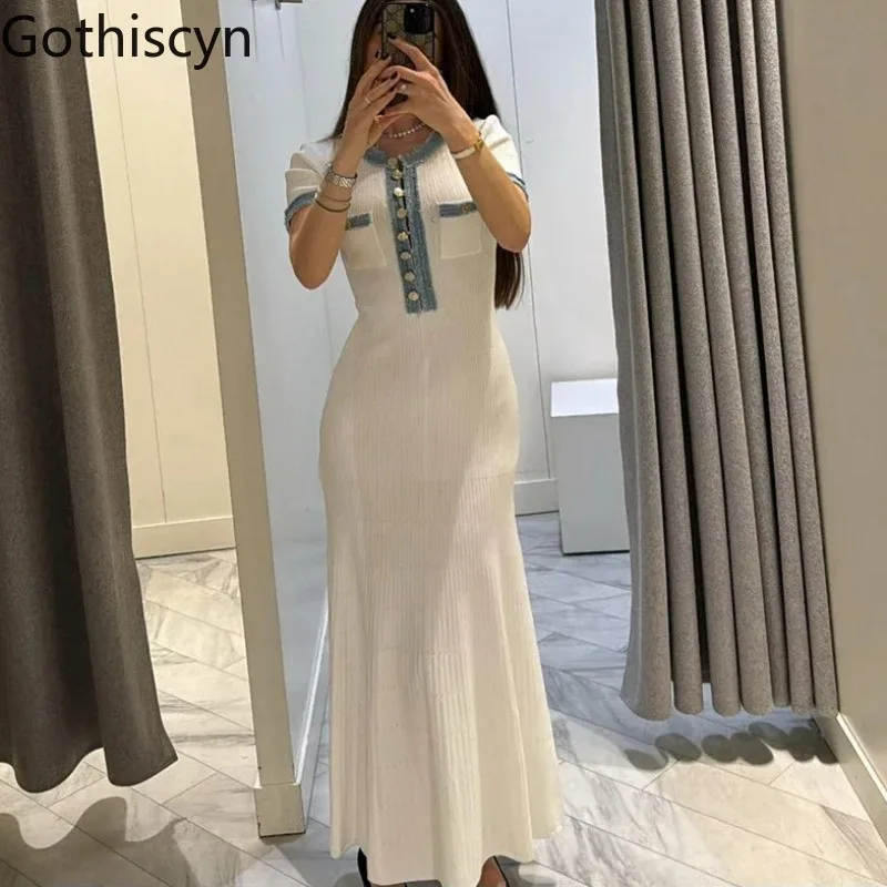 Gothiscyn Denim Patchwork Knitted Long Dress for Women's Autumn Tight Fitting Short-sleeved Long Dress Fashion Female Clothes
Gothiscyn Denim Patchwork Knitted Long Dress for Women's Autumn Tight Fitting Short-sleeved Long Dress Fashion Female Clothes