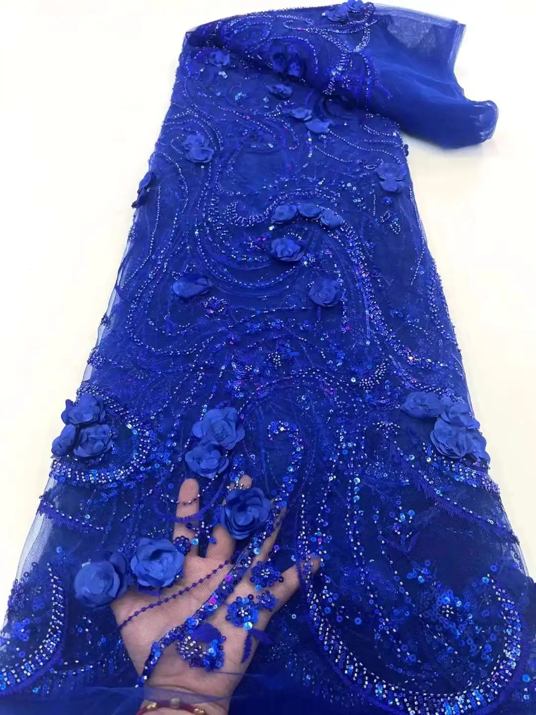 Blue Color Design Beaded Nigerian Lace Fabric 21JRB-91604 French Tulle Embroidered Mesh Material for Fashion Show or PartyDress
Blue Color Design Beaded Nigerian Lace Fabric 21JRB-91604 French Tulle Embroidered Mesh Material for Fashion Show or PartyDress