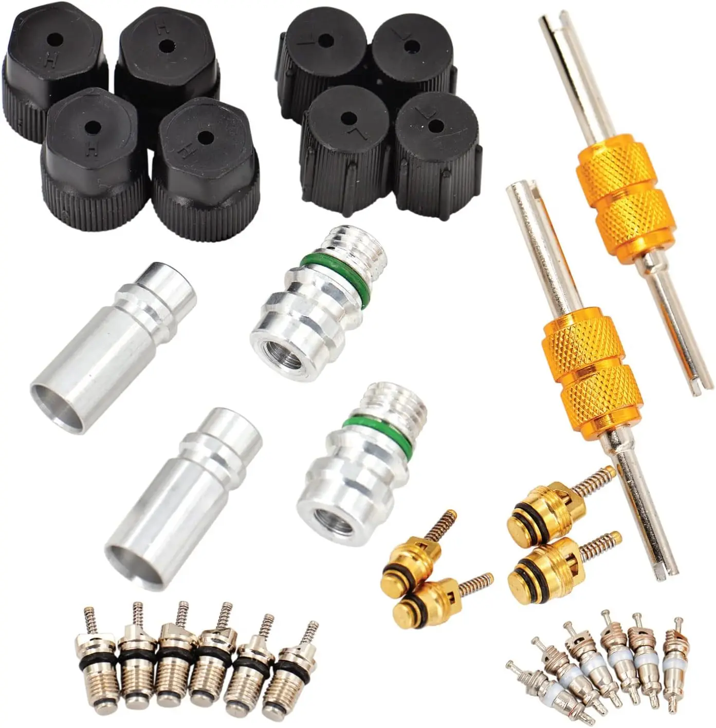 Комплект сердечников клапана кондиционера, 30 шт. для R12/R134a с уплотнительными крышками, комплектом сервисных портов переменного тока и зарядки
Комплект сердечников клапана кондиционера, 30 шт. для R12/R134a с уплотнительными крышками, комплектом сервисных портов переменного тока и зарядки