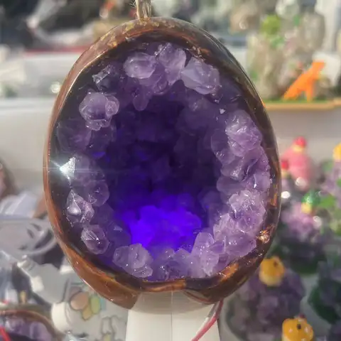 Natural Crystal Egg Shape Lamp USB Led Night Light Table Amethyst Citrine Cluster Lamp For Bedroom Home Decor Gift