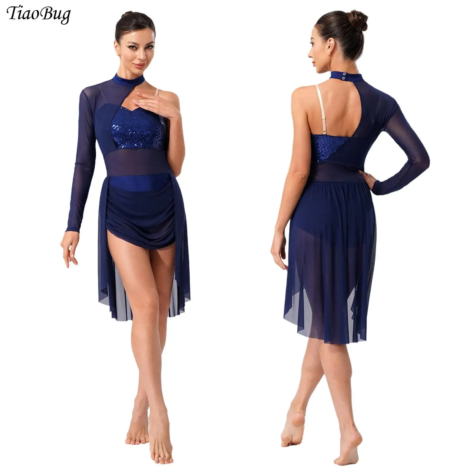 Women One Shoulder Lyrical Dance Modern Dance Dresses Sparkly Sequin Ballet Gymnastics Skating Leotard Contemporary Dancewear
Women One Shoulder Lyrical Dance Modern Dance Dresses Sparkly Sequin Ballet Gymnastics Skating Leotard Contemporary Dancewear