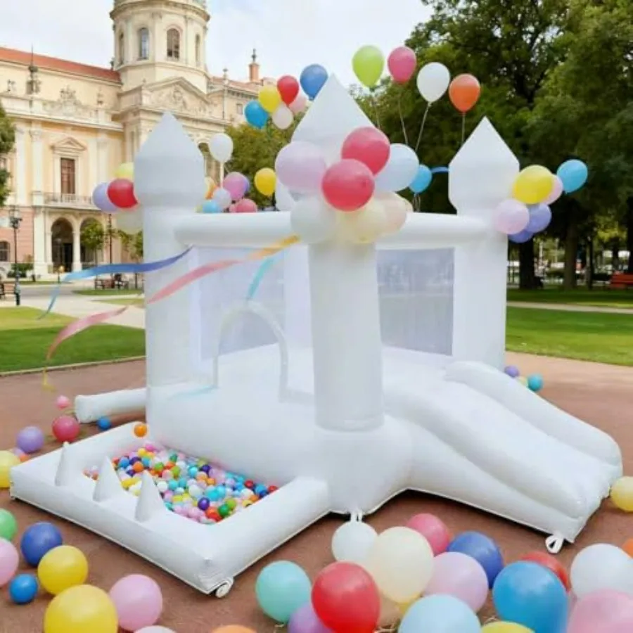 White Inflatable Bounce House with Ball Pit and Slide for Ages 3-6 Indoor Outdoor Use Great for Birthday Parties Backyard Play
White Inflatable Bounce House with Ball Pit and Slide for Ages 3-6 Indoor Outdoor Use Great for Birthday Parties Backyard Play