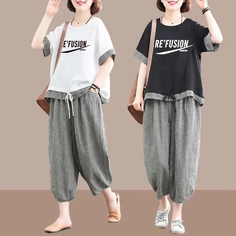 Summer Women Imitation Cotton Linen Top 2PCS 2025 Femme Leisure Loose Two-piece Set Korean Ladies Fashion Large Size 5XL Outfit
Summer Women Imitation Cotton Linen Top 2PCS 2025 Femme Leisure Loose Two-piece Set Korean Ladies Fashion Large Size 5XL Outfit