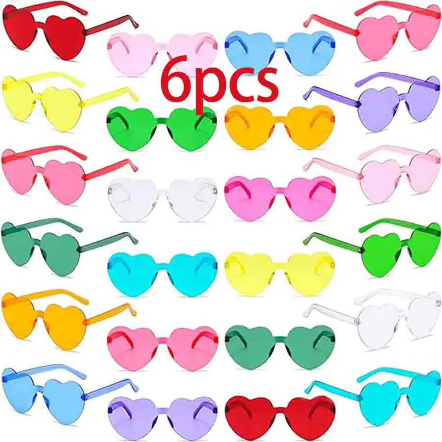 6PC Heart Sunglasses Summer beach Love Sunglasses Jelly Color Frameless Heart-shaped One-piece Glasses Dazzling Color Glasses
6PC Heart Sunglasses Summer beach Love Sunglasses Jelly Color Frameless Heart-shaped One-piece Glasses Dazzling Color Glasses
