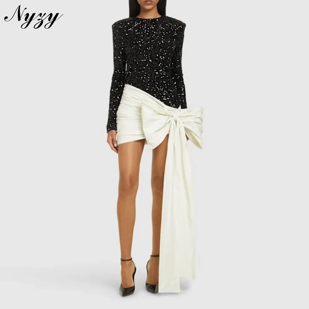 NYZY P338 Customized Long Sleeves Bling Sequins Prom Dresses Black Short Mini Women Dress Party Cocktail Evening Gowns Big Bow
NYZY P338 Customized Long Sleeves Bling Sequins Prom Dresses Black Short Mini Women Dress Party Cocktail Evening Gowns Big Bow