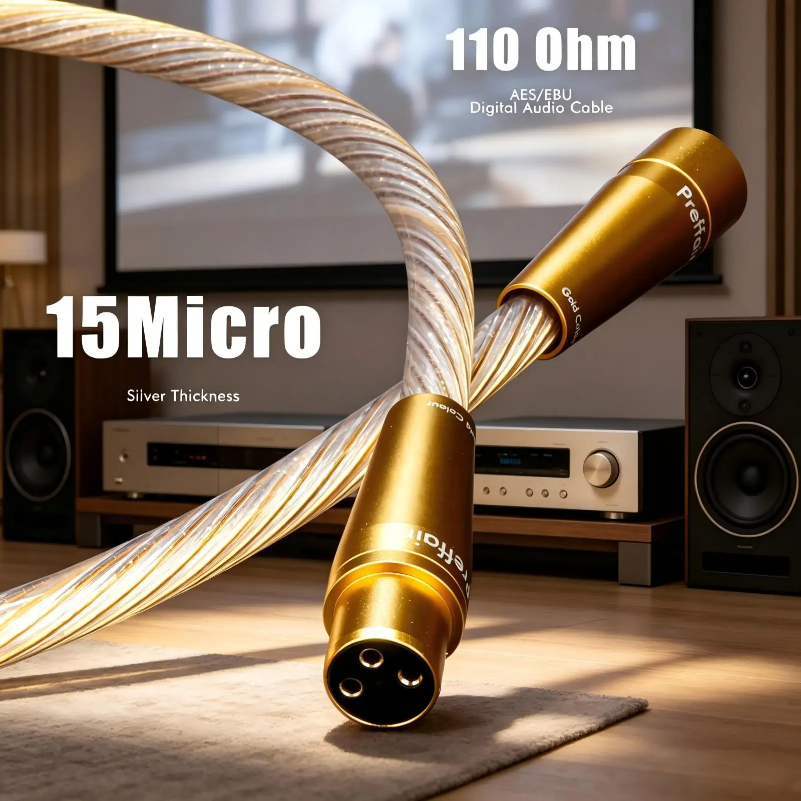 1PC AES/EBU Gold XLR Coaxial Cable OCC Silver Plated Audio Digital Cable Balanced XLR Audio Cable with Gold Plated Plug
1PC AES/EBU Gold XLR Coaxial Cable OCC Silver Plated Audio Digital Cable Balanced XLR Audio Cable with Gold Plated Plug
