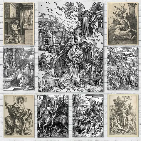 Retro Renaissance Albrecht Durer Copperplate Katholicisme Poster en Prints Canvas Schilderij Wall Art Pictures Home Room Decor