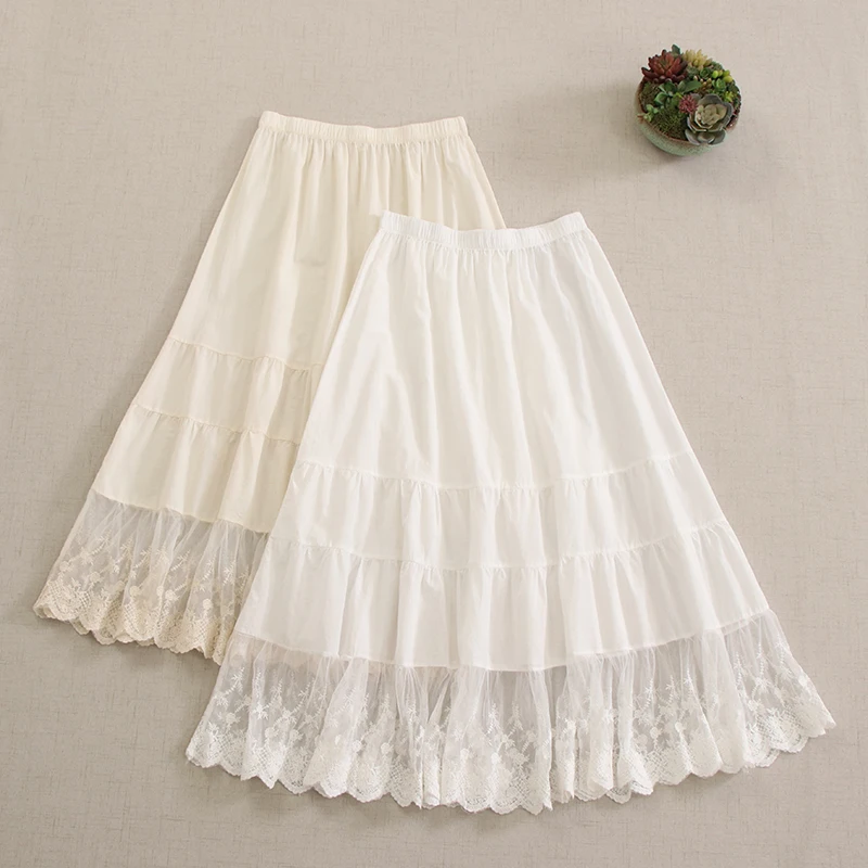 Japanese Sweet Mori Girl Lace Mesh Embroidery Cotton Skirts Women Summer Solid Color Elastic Waist Casual Loose A-Line Skirts
Japanese Sweet Mori Girl Lace Mesh Embroidery Cotton Skirts Women Summer Solid Color Elastic Waist Casual Loose A-Line Skirts