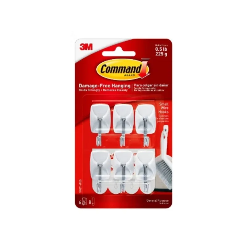 6-pack of small wire hooks for easy use and to help keep your walls looking beautiful
6-pack of small wire hooks for easy use and to help keep your walls looking beautiful